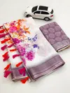 MG 226 Linen With Gold Jari Patta Printed Fancy Saree Wholesale Market In Surat